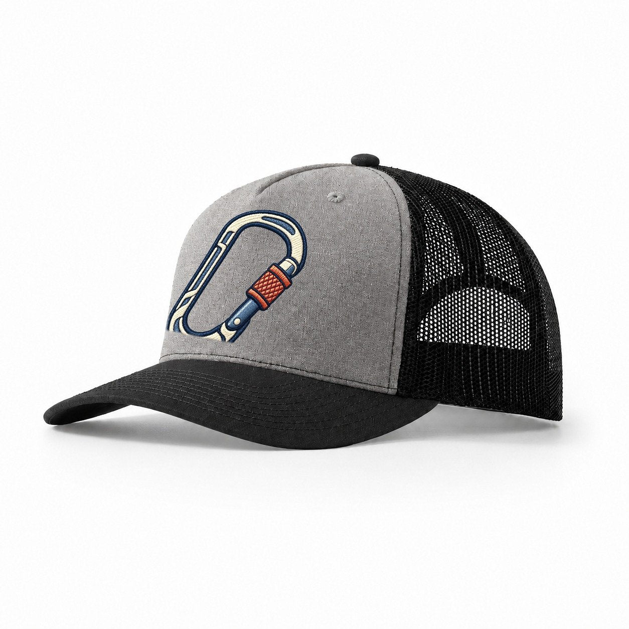 Climbing Carabiner Tiny Solo Marks Trucker Hat – Grey Black