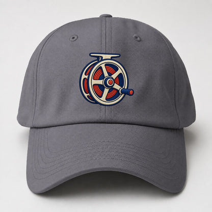 Fly Fishing Reel Tiny Solo Marks Baseball Cap – Grey