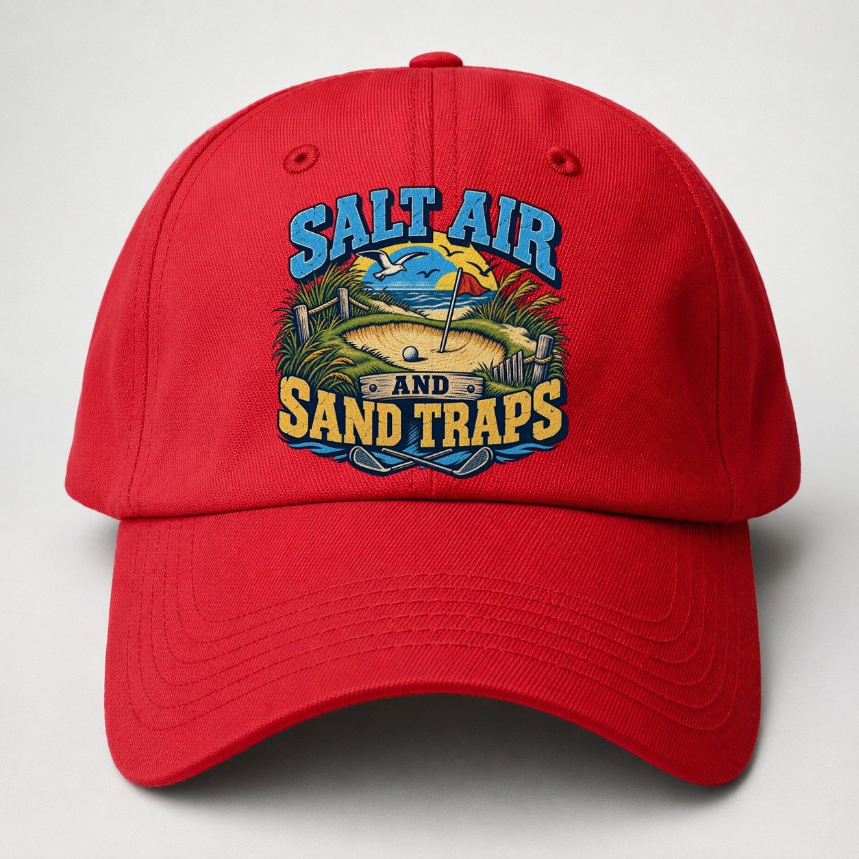 Salt Air And Sand Traps Golf Life Baseball Cap – Red