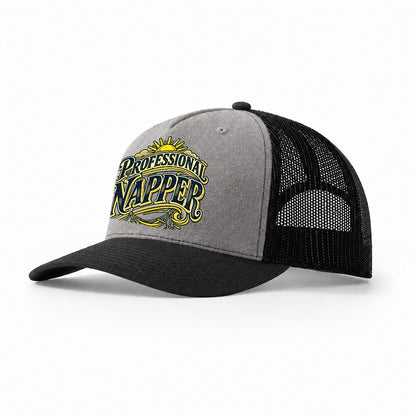 Professional Napper Retired Living Trucker Hat – Grey Black