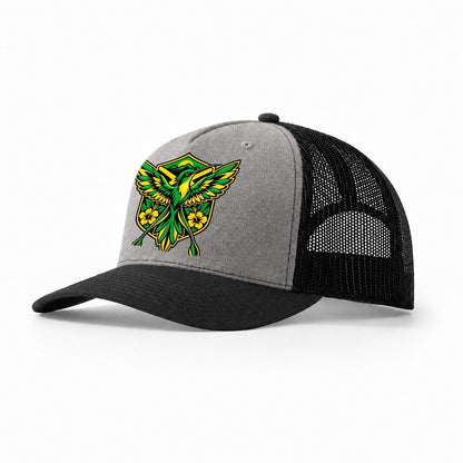 Jamaica Minimal Emblem Country Logos Trucker Hat – Grey Black