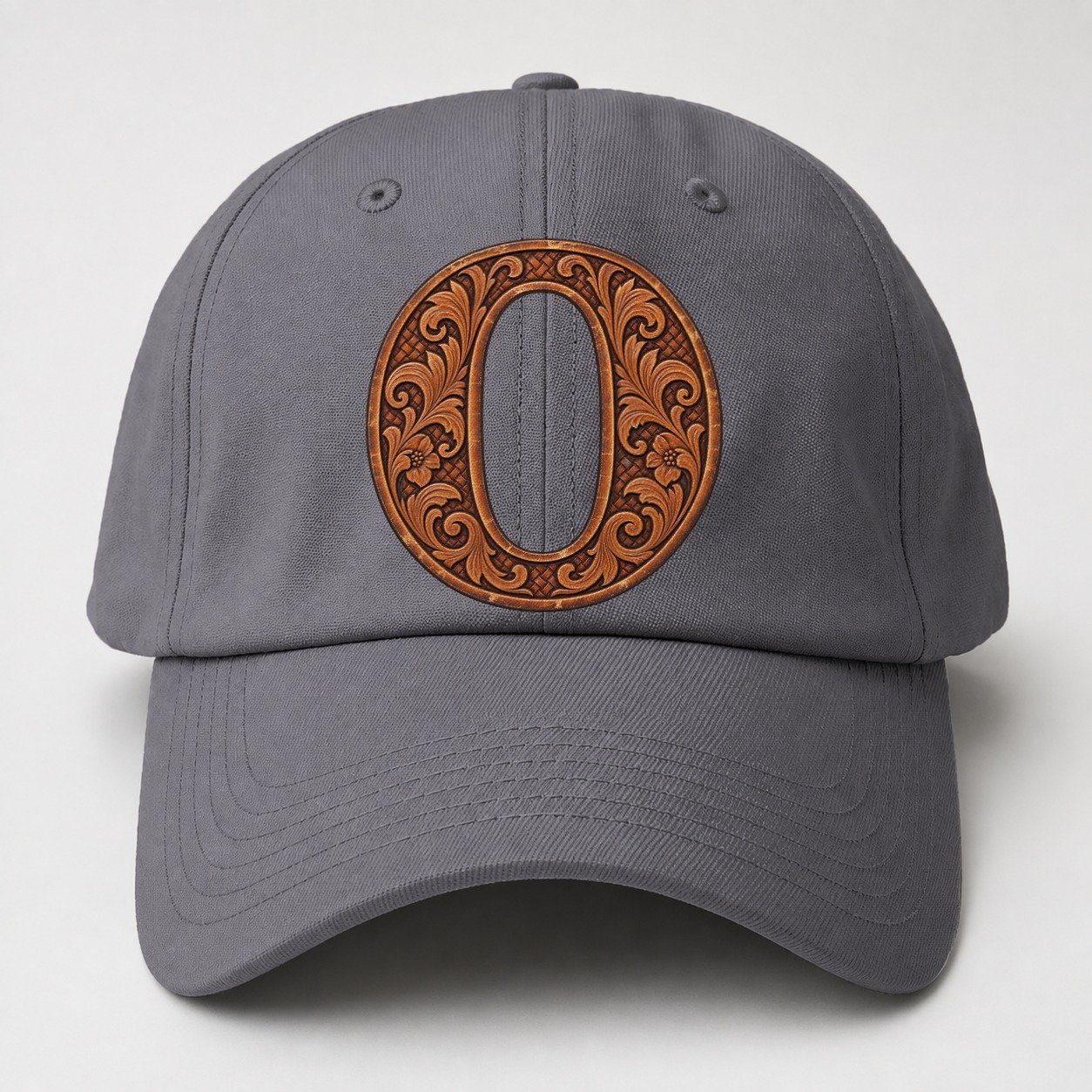 Tooled Leather O Monogram Baseball Cap – Grey