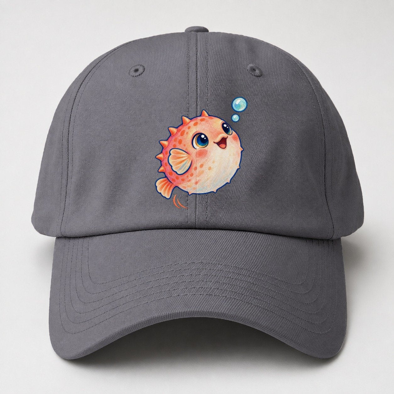 Pufferfish Bubble Bounce Sea Sprite Baseball Cap – Grey