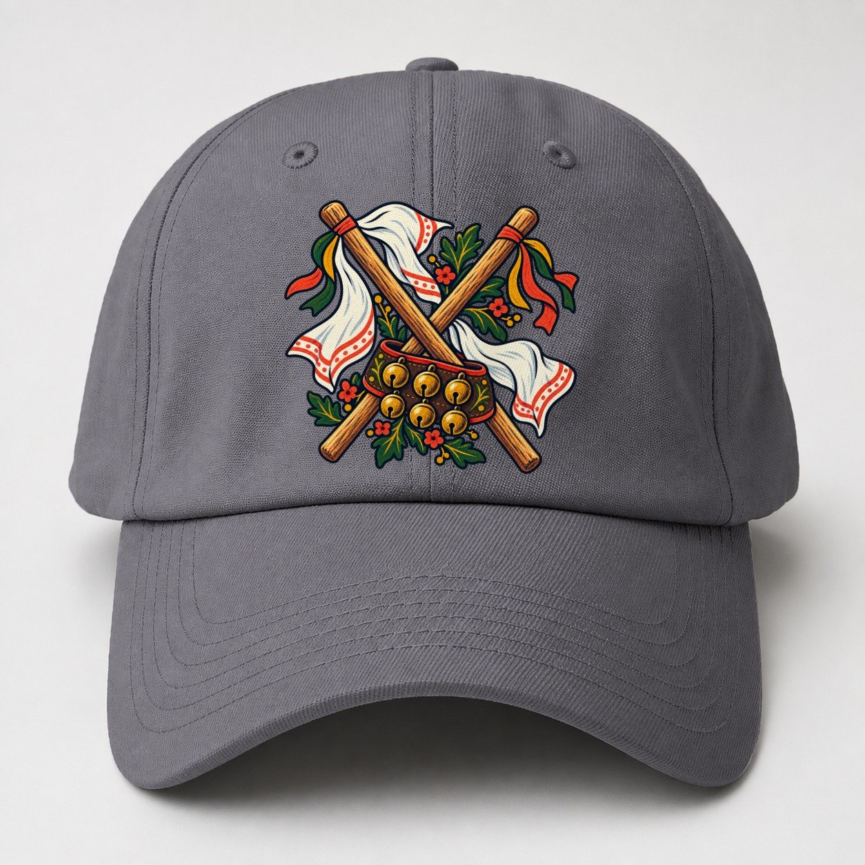 Morris Dance Bells Sticks And Handkerchiefs Uk Culture Heritage Baseball Cap – Grey