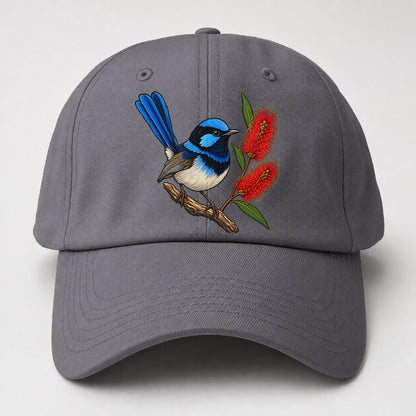 Superb Fairywren And Bottlebrush Australia Cultural Icons Baseball Cap – Grey