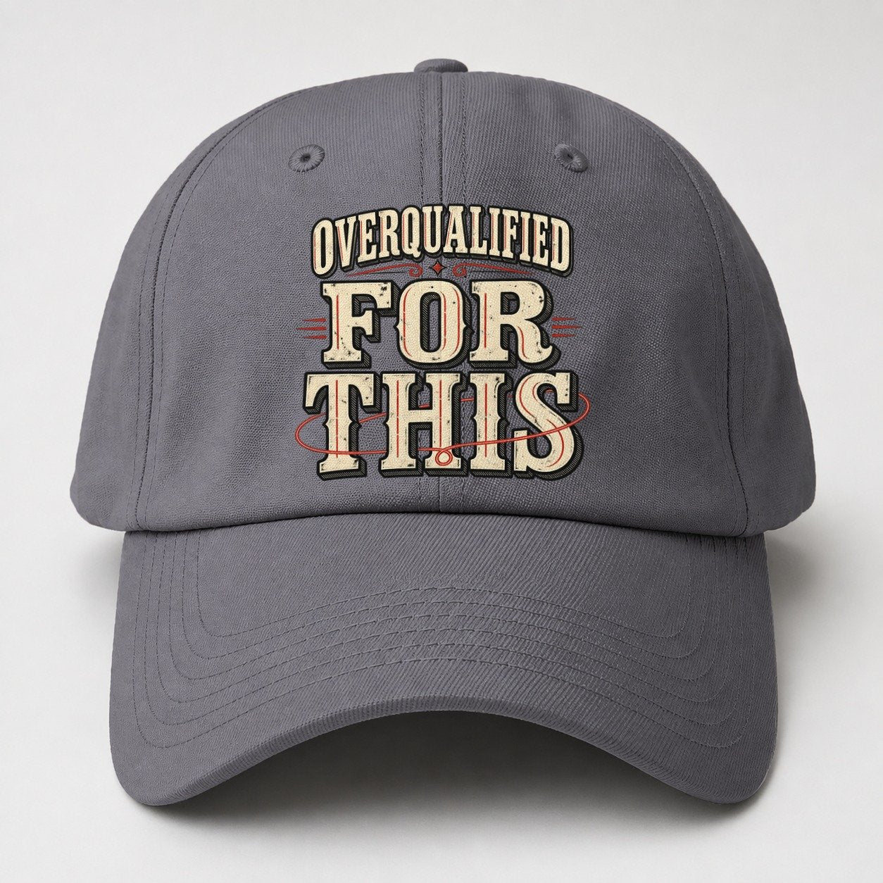 Overqualified For This American Wit Baseball Cap – Grey