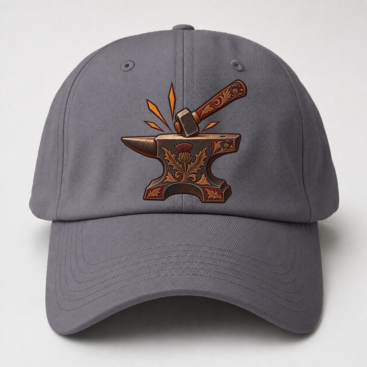 Village Blacksmith Anvil And Hammer Uk Culture Heritage Baseball Cap – Grey