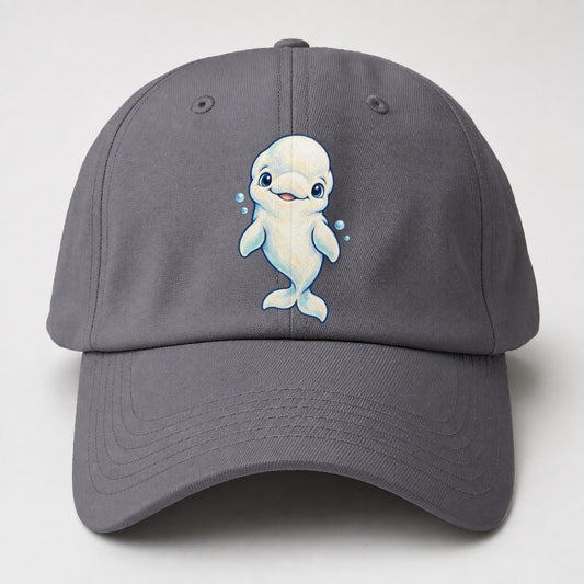 Beluga Whale Front Smile Sea Sprite Baseball Cap – Grey