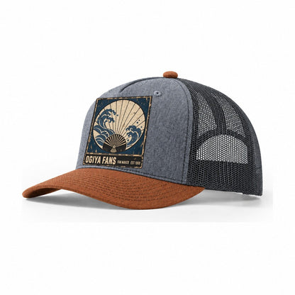 Ogiya Fan Makers Noren Trade Co Trucker Hat – Heather Grey Rust Charcoal