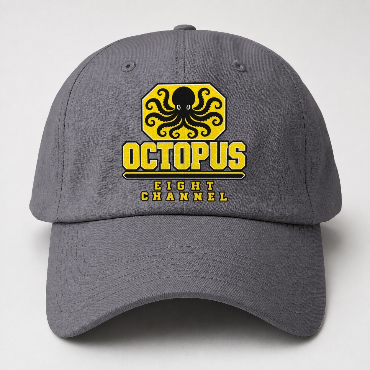Octopus Eight Channel Heavy Duty Baseball Cap – Grey