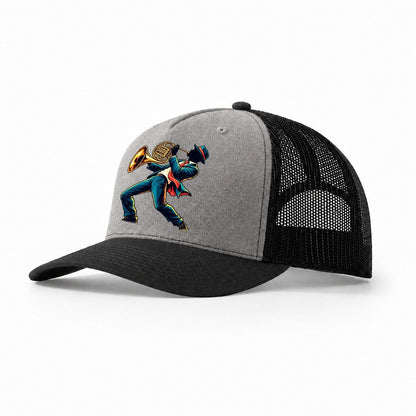 French Horn Icon Music Instruments Trucker Hat – Grey Black