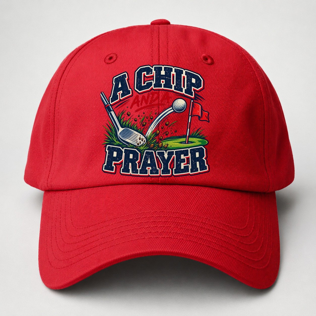 A Chip And A Prayer Golf Life Baseball Cap – Red