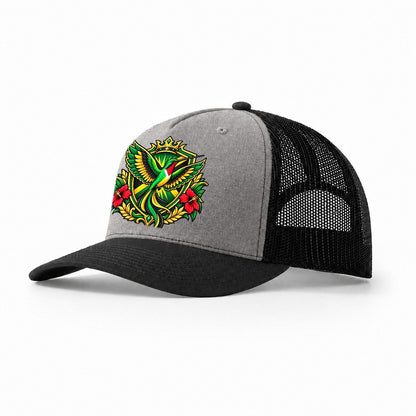 Jamaica Heraldic Crest Country Logos Trucker Hat – Grey Black