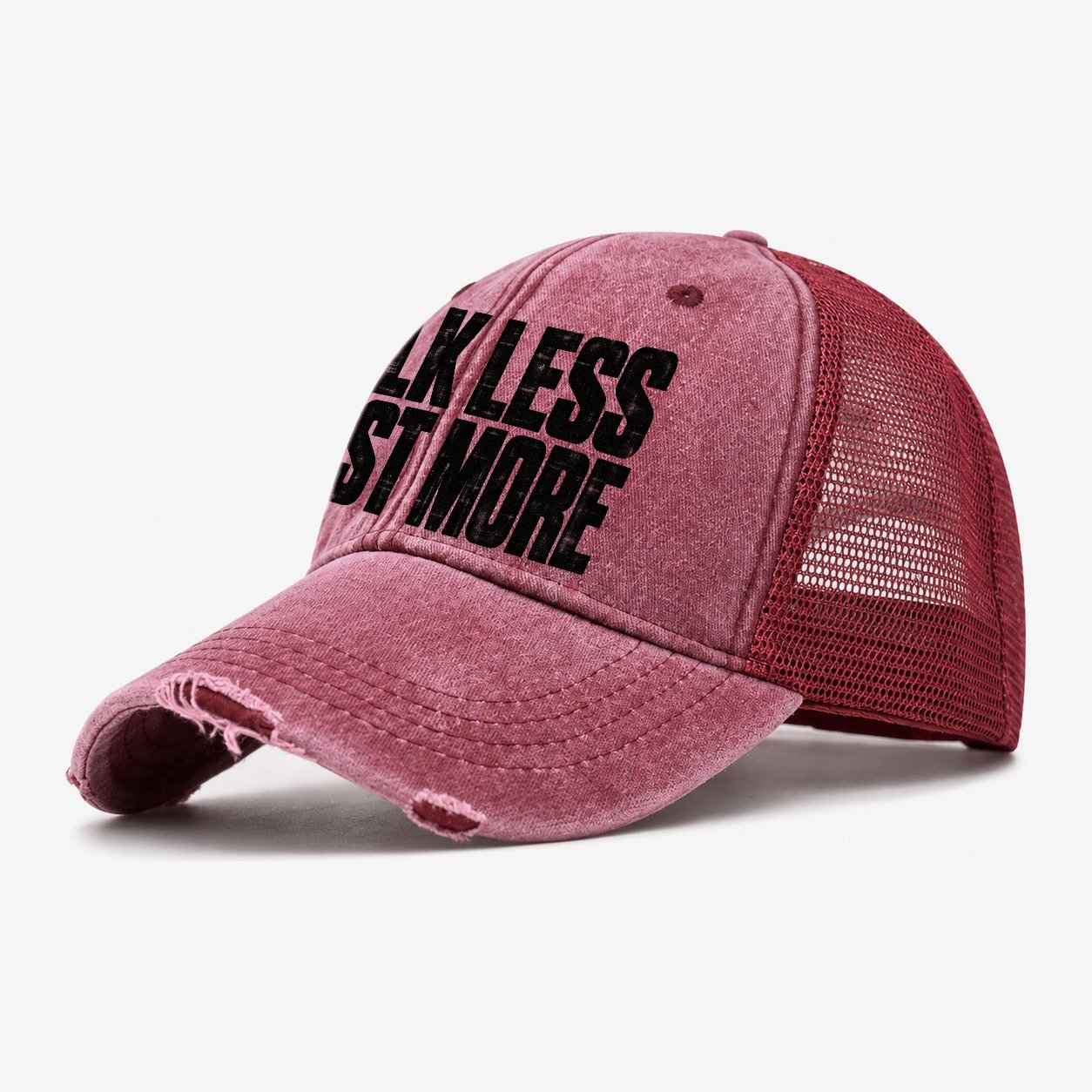 Talk Less Cast More Fishing Club Washed Trucker Hat – Wine Red