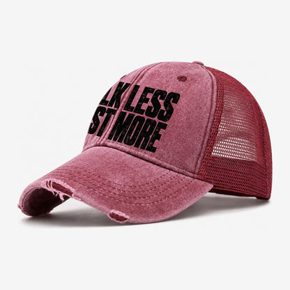 Talk Less Cast More Fishing Club Washed Trucker Hat – Wine Red