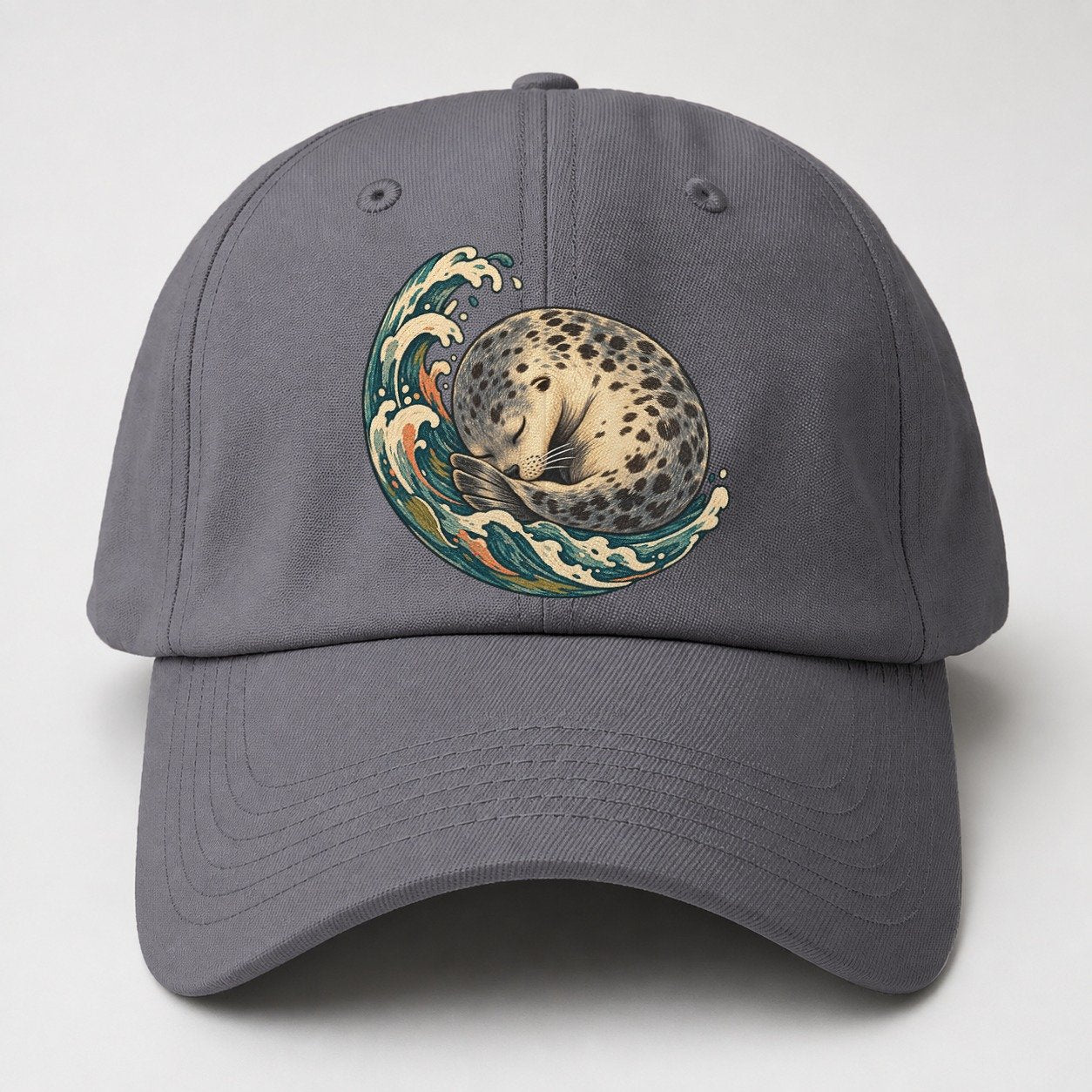 Sleeping Seal Tide Crescent Gentle Wild Baseball Cap – Grey