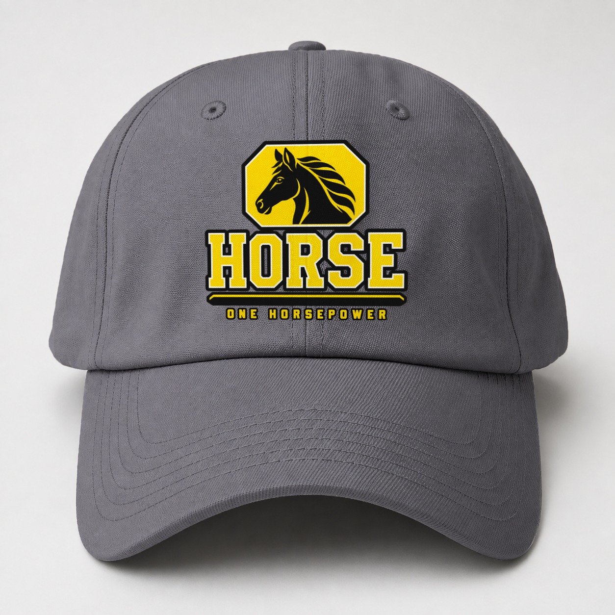 Horse One Horsepower Heavy Duty Baseball Cap – Grey