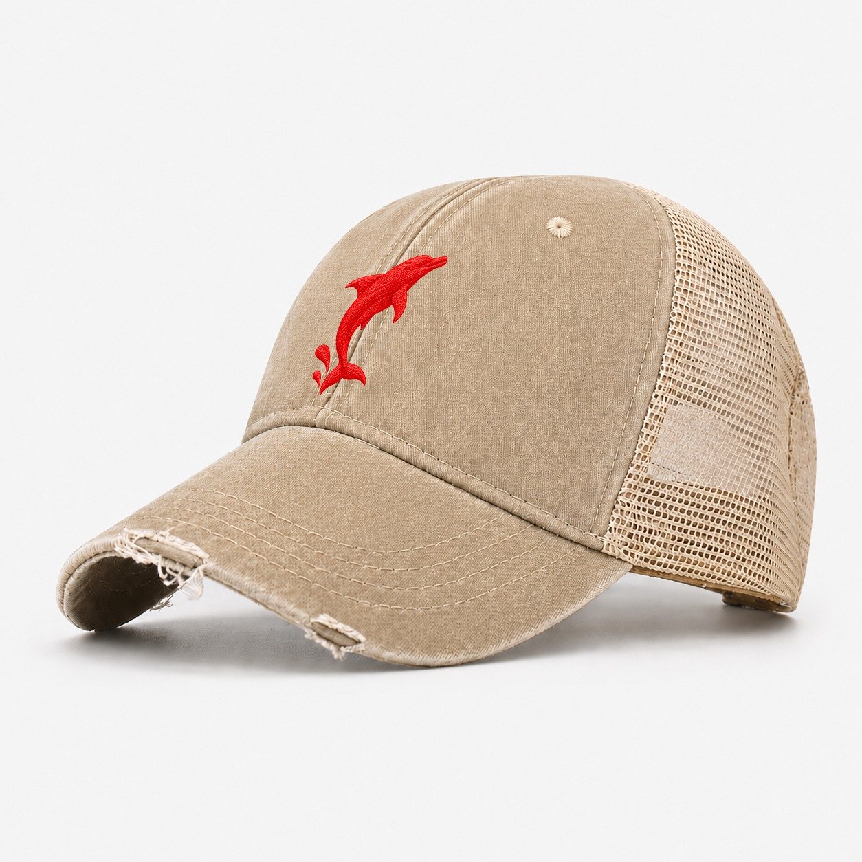 Dolphin Breach Arc Micro Motion Mark Washed Trucker Hat – Khaki
