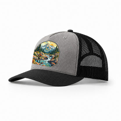 Mountain Creek Headwaters Fishing Club Trucker Hat – Grey Black