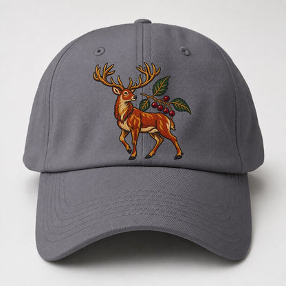 Red Deer And Rowan Berries Uk Culture Heritage Baseball Cap – Grey