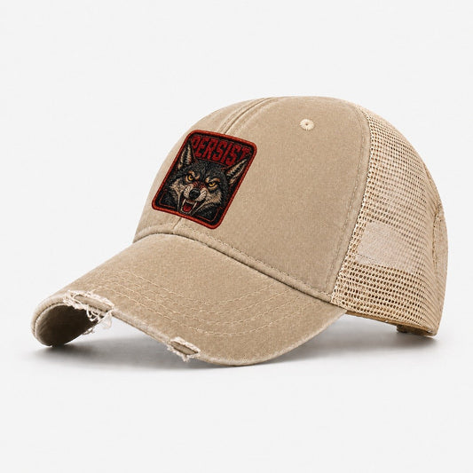 Coyote Persist Badge Washed Trucker Hat – Khaki