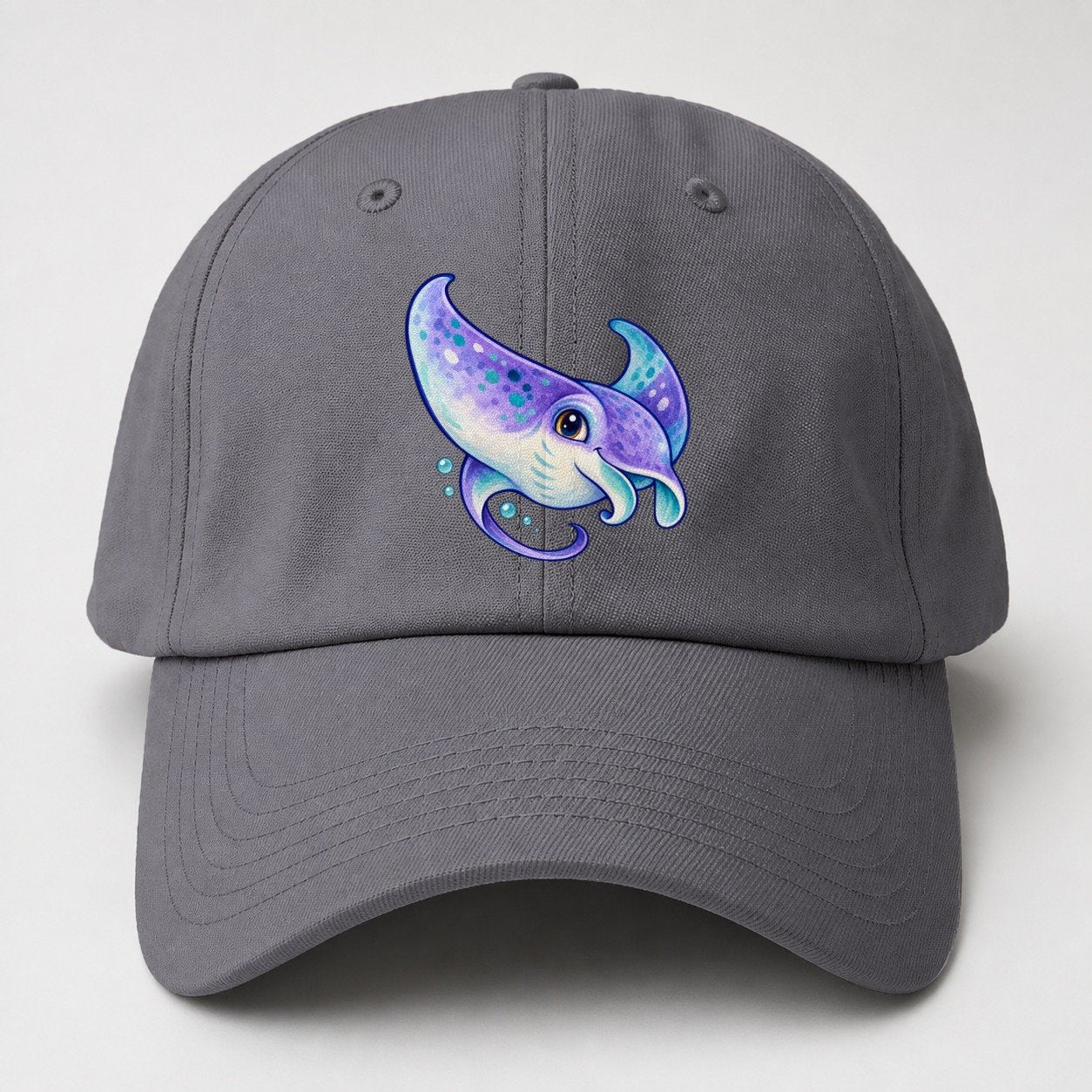 Manta Ray Barrel Turn Sea Sprite Baseball Cap – Grey