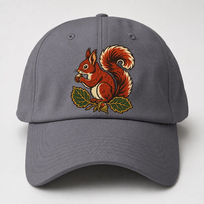 Lake District Red Squirrel And Hazelnuts Uk Culture Heritage Baseball Cap – Grey