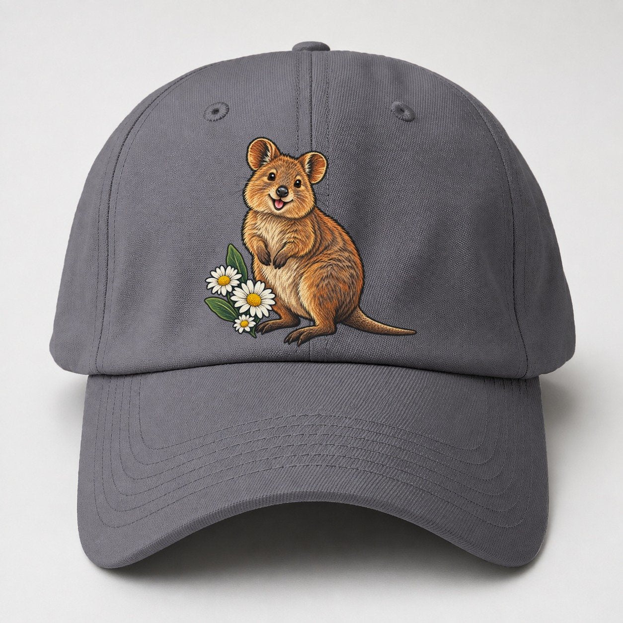 Quokka And Coastal Daisy Australia Cultural Icons Baseball Cap – Grey
