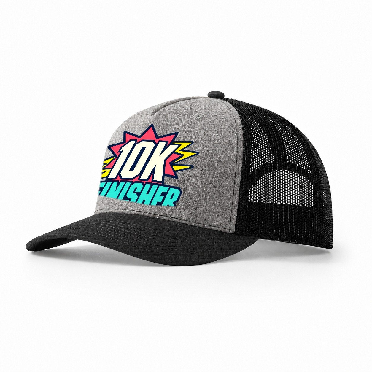 10K Finisher 90S Running Clubs Trucker Hat – Grey Black