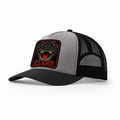 Alligator Clamp Badge Trucker Hat – Grey Black