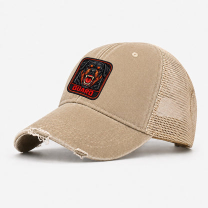 Rottweiler Guard Badge Washed Trucker Hat – Khaki