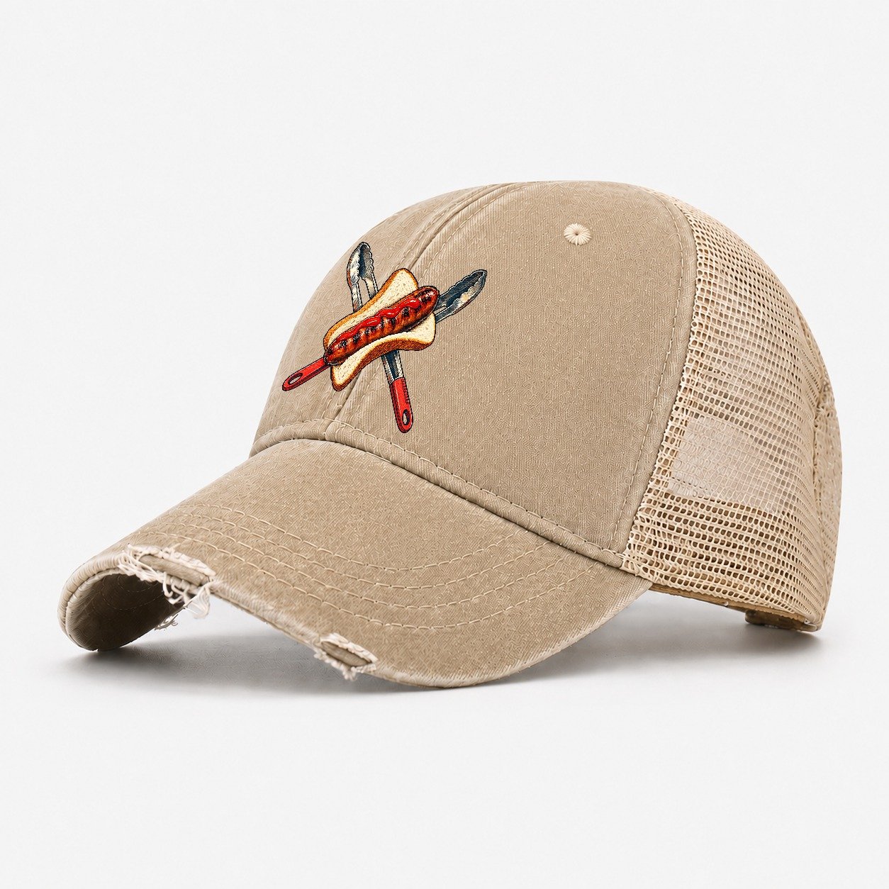 Sausage Sizzle Bread And Tongs Australia Cultural Icons Washed Trucker Hat – Khaki