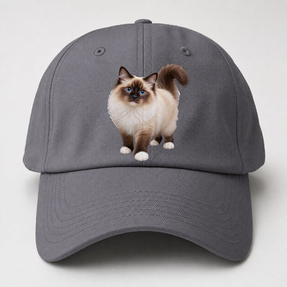 Birman Standing Three Quarter Realistic Cat Portrait Baseball Cap – Grey