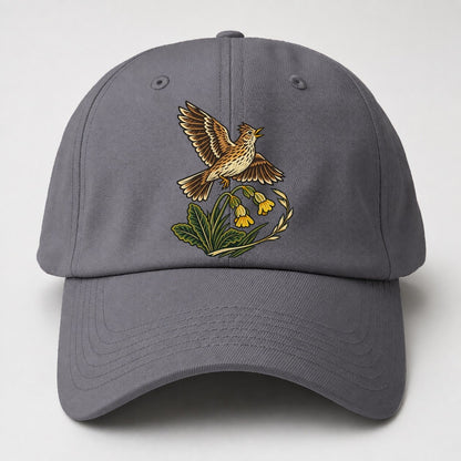 South Downs Skylark And Cowslip Uk Culture Heritage Baseball Cap – Grey