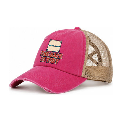 The Back Is Tidy And Needlework Women's Ponytail Trucker Hat – Raspberry Khaki