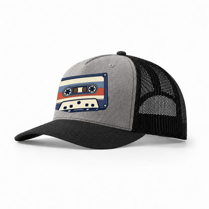 Cassette Tape Tiny Solo Marks Trucker Hat – Grey Black