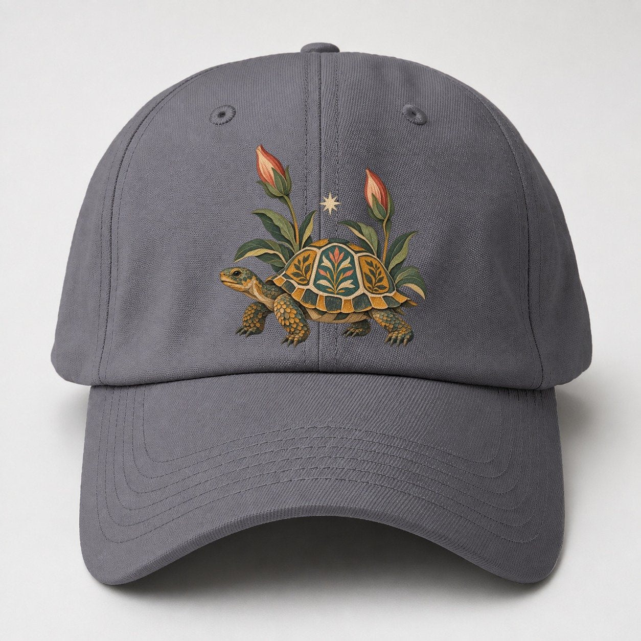Tortoise Night Garden Gentle Wild Baseball Cap – Grey