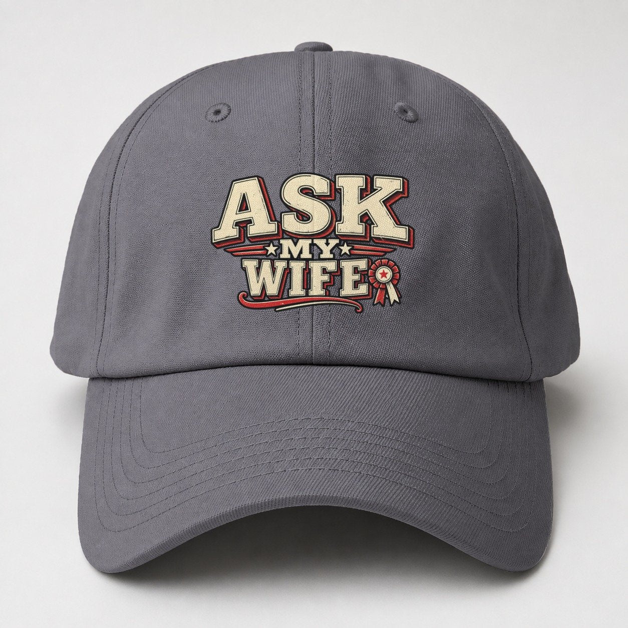 Ask My Wife American Wit Baseball Cap – Grey