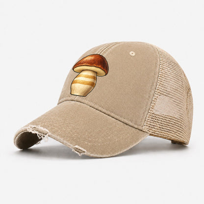 Bolete Hero Study Foraging And Mycology Washed Trucker Hat – Khaki