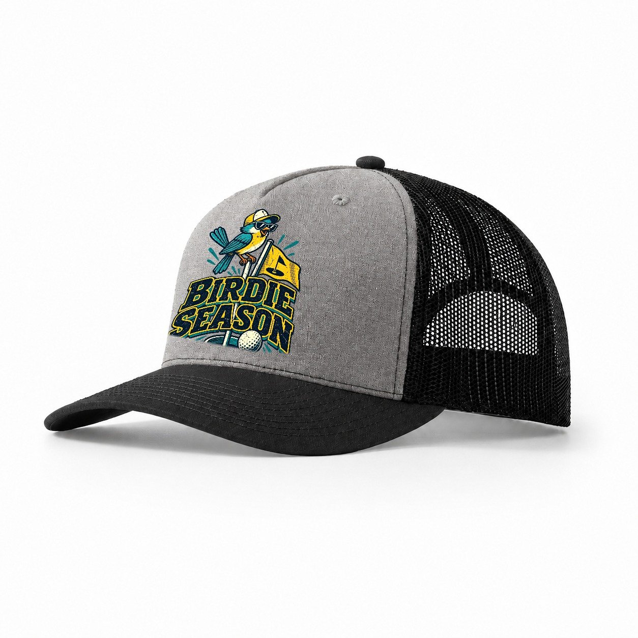 Birdie Season Golf Life Trucker Hat – Grey Black