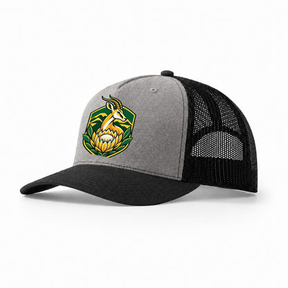 South Africa Minimal Emblem Country Logos Trucker Hat – Grey Black