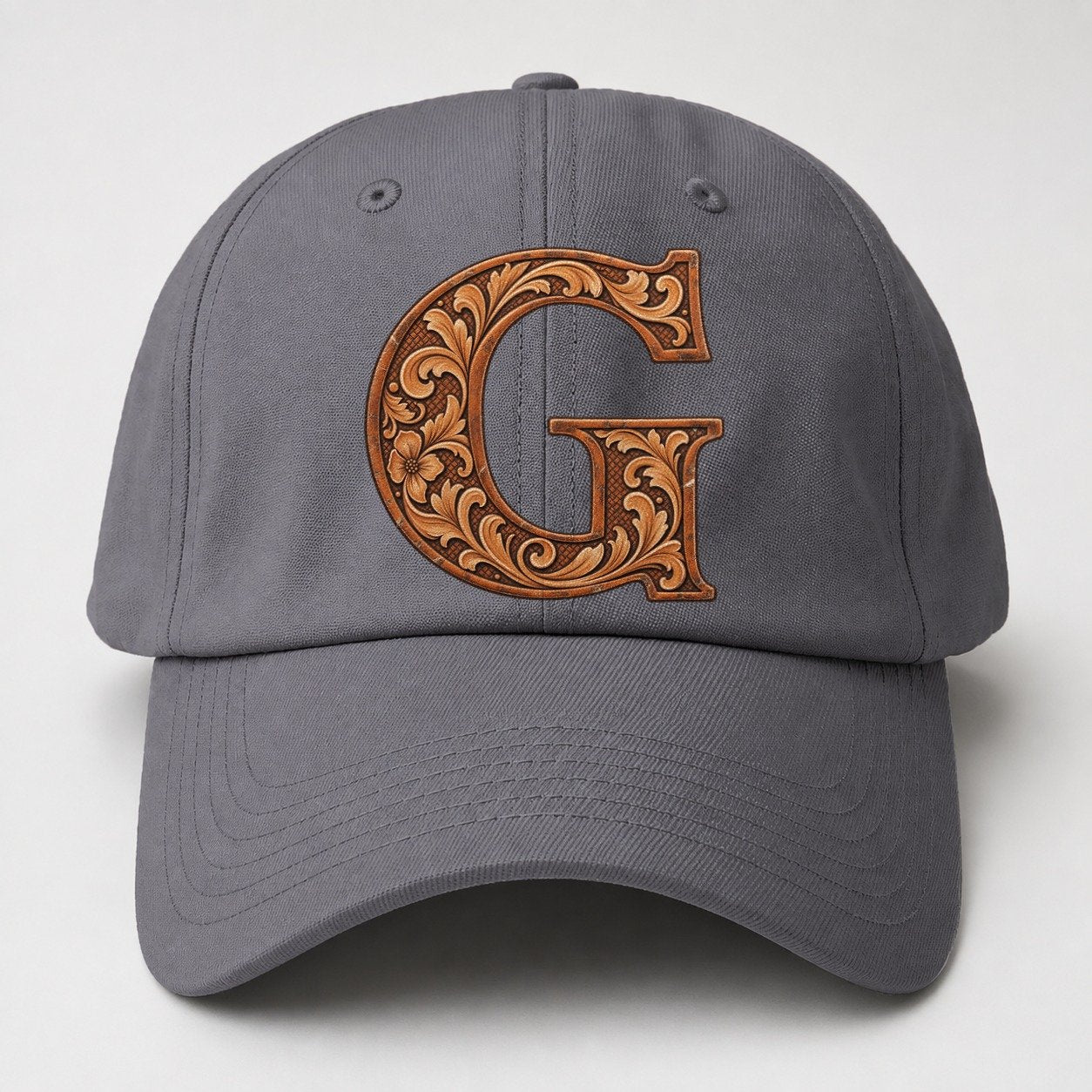 Tooled Leather G Monogram Baseball Cap – Grey