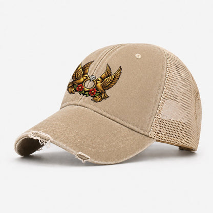Claddagh Symbol Washed Trucker Hat – Khaki