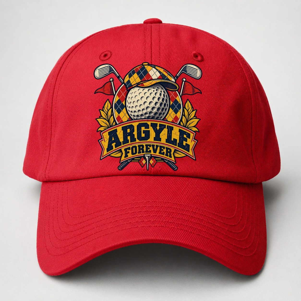 Argyle Forever Golf Life Baseball Cap – Red