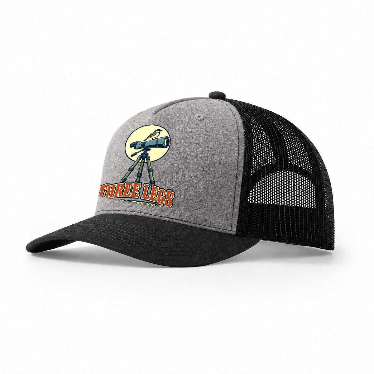 Three Legs And Patience Birdwatching Trucker Hat – Grey Black