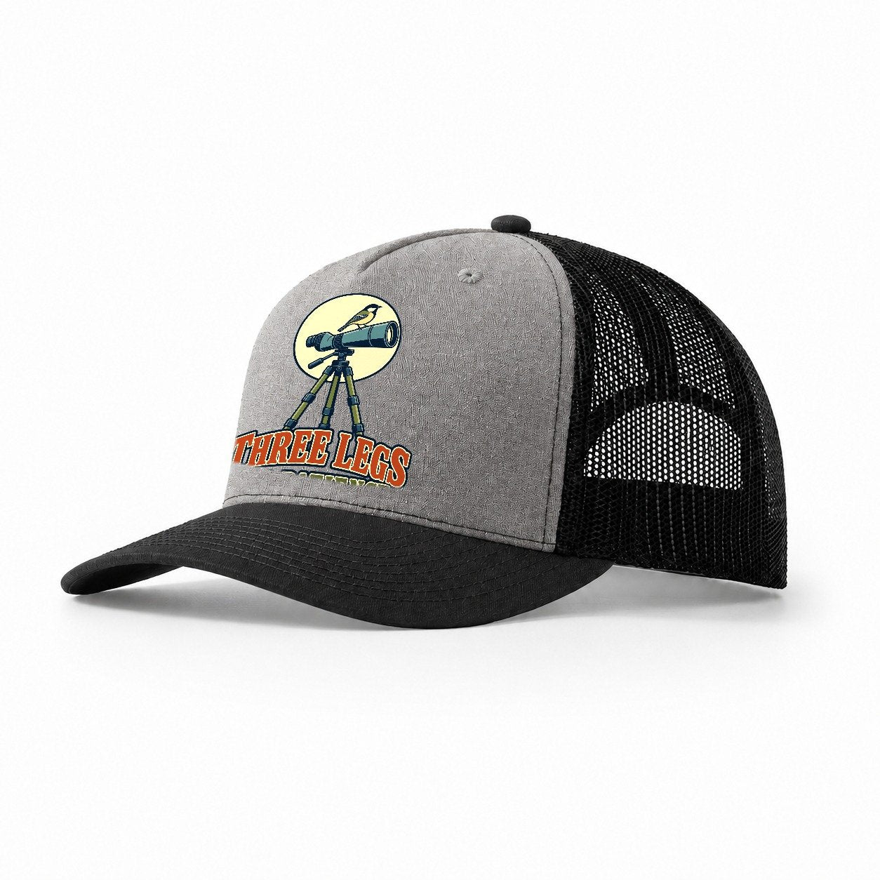 Three Legs And Patience Birdwatching Trucker Hat – Grey Black