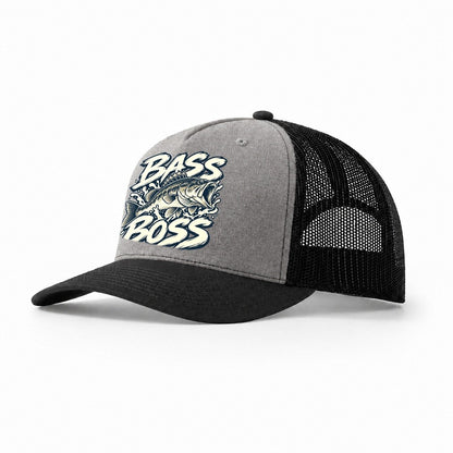 Bass Boss Fishing Elegant Trucker Hat – Grey Black