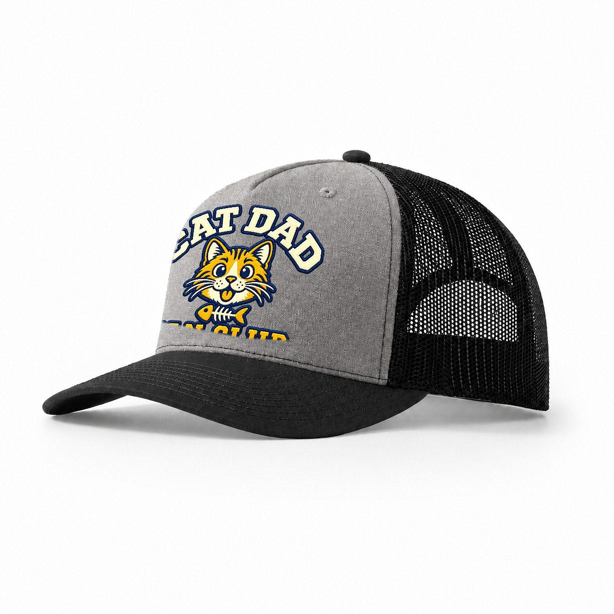 Cat Dad Fan Club Trucker Hat – Grey Black