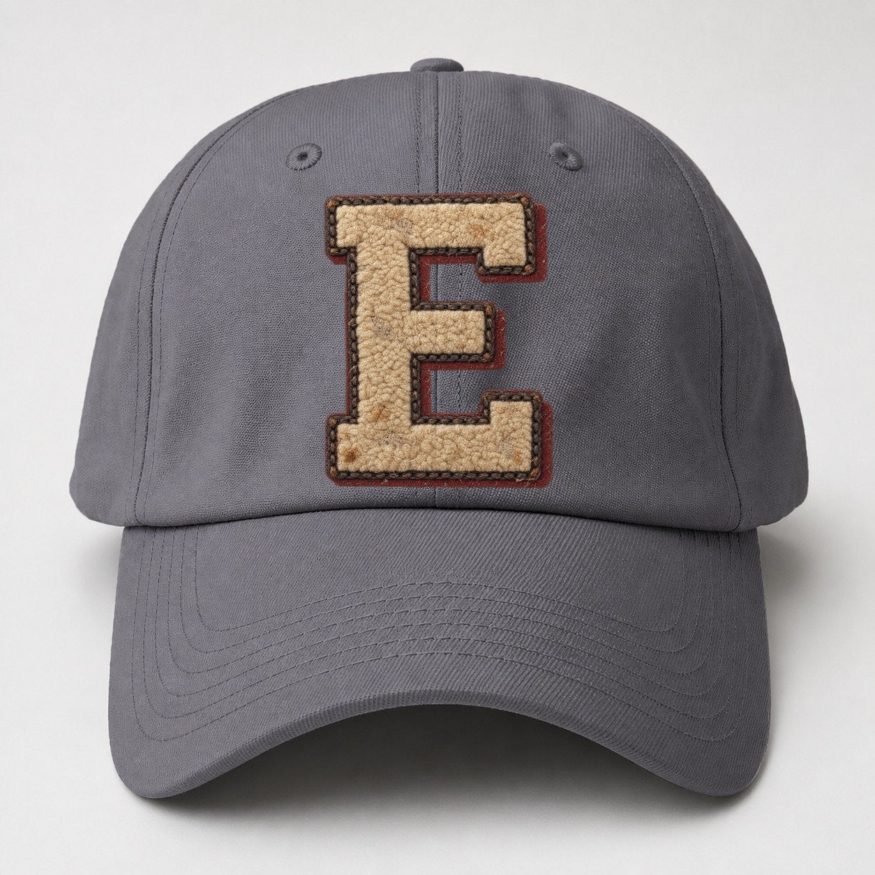Varsity Chenille E Monogram Baseball Cap – Grey