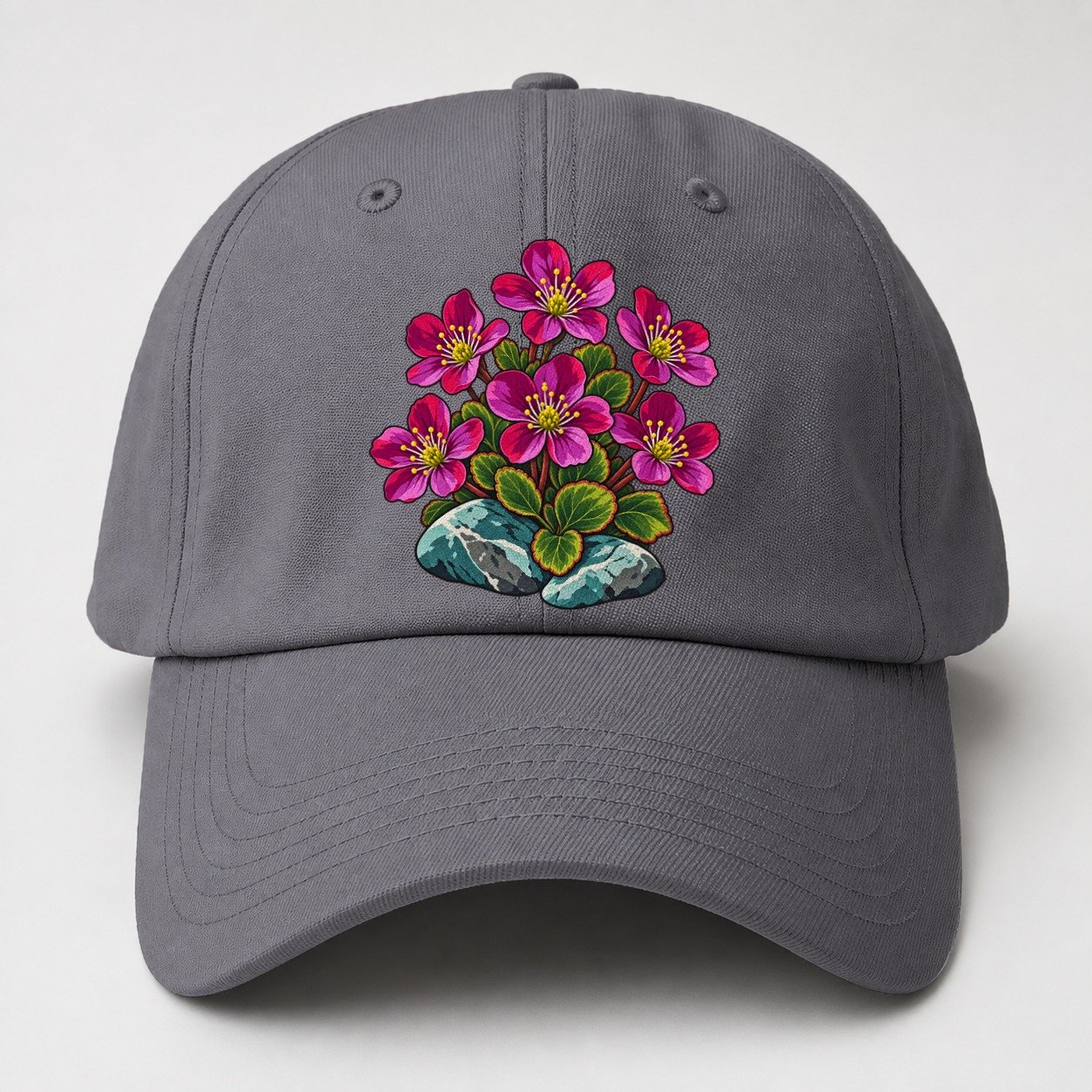 Nunavut Purple Saxifrage Canada Cultural Icons Baseball Cap – Grey